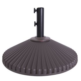 100 lb Patio Umbrella Base 23" Diameter Round Heavy Duty Outdoor Stand Plastic Water and Sand Filled for Deck;  Lawn;  Garden;  Pool;  Market (Color: Brown)