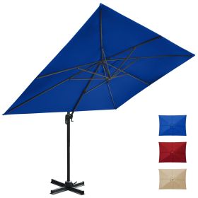 9 x 12.5 ft. Rectangular Offset Patio Cantilever Hanging Outdoor Umbrella Aluminum Frame with 360Â° Rotation;  Crank Lift & 5 Position Tilt (Color: Dark Blue)