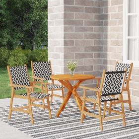 5 Piece Patio Dining Set Solid Wood Acacia (Color: Brown)