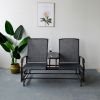 2-Person Outdoor Glider Bench;  Patio Glider Bench with Center Side Table;  Loveseat Glider Chair for Porch;  Garden;  Poolside;  Balcony