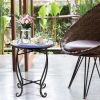 Modern Stylish Design Outdoor Indoor Steel Accent Plant Stand Cobalt Table