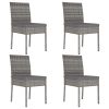 5 Piece Garden Dining Set Poly Rattan Gray