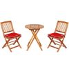 3 Pieces Patio Folding Wooden Bistro Set Cushioned Chair