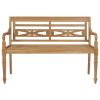 Batavia Bench with Gray Cushion 47.2" Solid Teak Wood