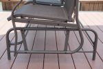 2-Person Outdoor Glider Bench;  Patio Glider Bench with Center Side Table;  Loveseat Glider Chair for Porch;  Garden;  Poolside;  Balcony