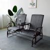 2-Person Outdoor Glider Bench;  Patio Glider Bench with Center Side Table;  Loveseat Glider Chair for Porch;  Garden;  Poolside;  Balcony