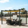 Outdoor Living  Outdoor Retractable Pergola with Weather-Resistant Canopy Aluminum Gar