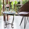 Modern Stylish Design Outdoor Indoor Steel Accent Plant Stand Cobalt Table