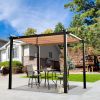 Outdoor Living  Outdoor Retractable Pergola with Weather-Resistant Canopy Aluminum Gar